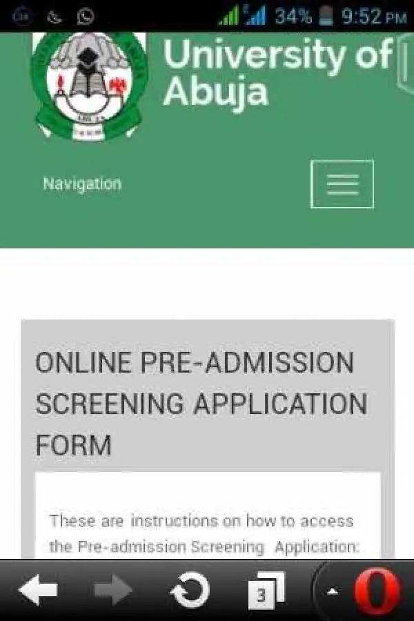 UNIABUJA Discredits Admission Screening Publication For 2016/2017